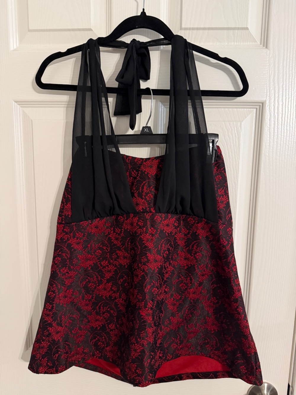 torrid Black and Red Lace Accent Halter Top